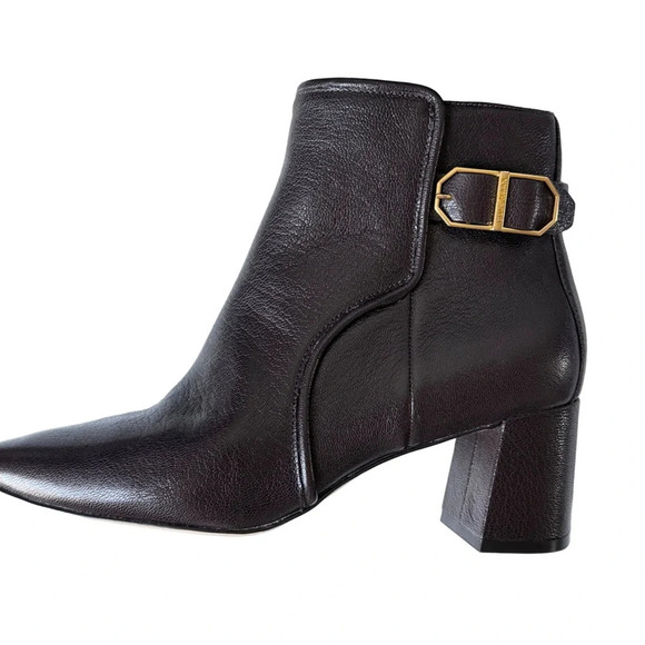 Cole Haan Modern Classics Ettie Buckle Point Leather Ankle Booties DarkBrown 7.5 - Picture 1 of 14